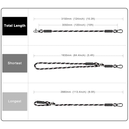 SELEWARE 10ft Tree Swing Rope, Adjustable Hammock Straps Hanging Kit - color: Black-2 Pack, size: 10ft