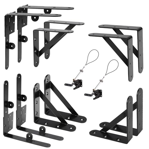 Mofeez Fence Gate Kit Iron Gate Hardware with Gate Latch for Wooden Fences Shed Doors Heavy Duty Anti Sag Gate Corner Brace Bracket (2 Sets) - size: 2set
