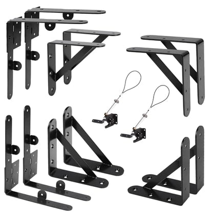 Mofeez Fence Gate Kit Iron Gate Hardware with Gate Latch for Wooden Fences Shed Doors Heavy Duty Anti Sag Gate Corner Brace Bracket (2 Sets) - size: 2set