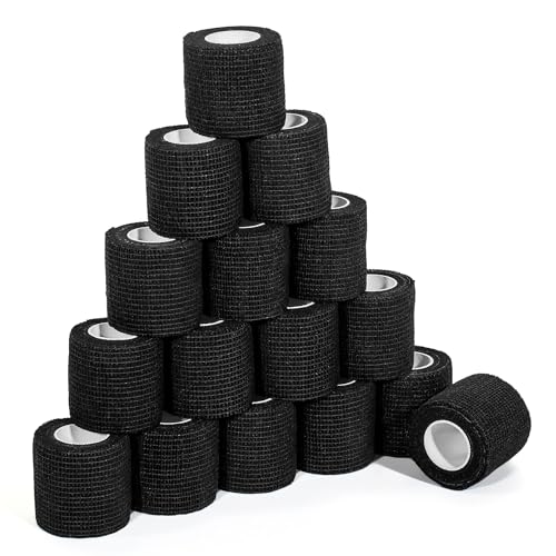 Self Adhesive Bandage Wrap,Bandage Tape,Medical Tape,Vet Tape - color: Black, size: 2inch*16rolls
