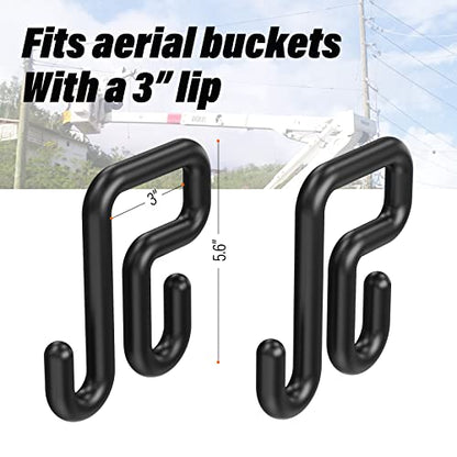 2 Pack Bucket Hooks, Aerial Bucket Hook, Fits for 3" Aerial-Bucket Lip, Hooks for Aerial Baskets, Lineman Bucket Tool Holder