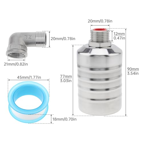 Float Valve, 1/2inch to 3/4inch Auto Fill Shut Off Water Float Valves | 304 Stainless Steel Fully Automatic Water Level Control for Water Tank, Pool, Tower, Livestock Troughs - style: Style 1