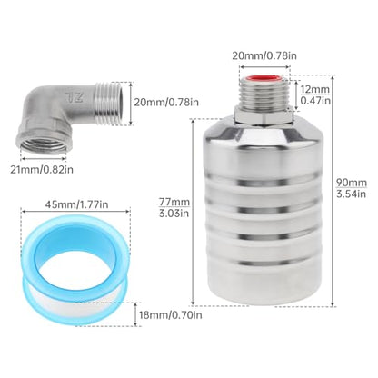 Float Valve, 1/2inch to 3/4inch Auto Fill Shut Off Water Float Valves | 304 Stainless Steel Fully Automatic Water Level Control for Water Tank, Pool, Tower, Livestock Troughs - style: Style 1