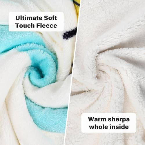 Catalonia Sherpa Wearable Blanket with Sleeves and Pocket for Adults - color: Banana Dog White, size: Standard Pocket