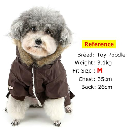 ZUNEA Dog Snowsuit Waterproof for Small Dogs Winter Puppy Coat, Brown, S - color: Brown, size: S