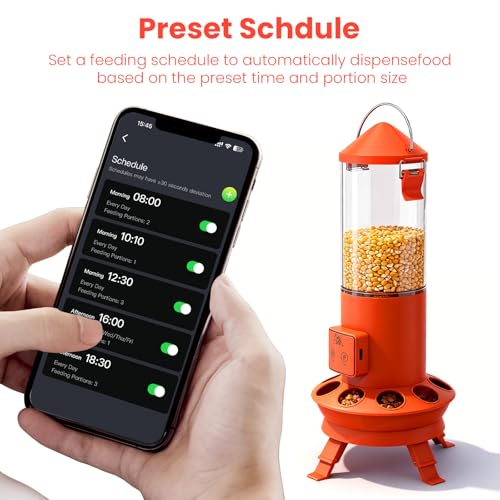 Automatic Chicken Feeder, Smart Chicken Coop Accessories, APP Smart Remote Control Chicken Feeders No Waste, Preset Feeder Schedule, 9 Chicken Feeder Port, Professional Poultry Feeding Equipment