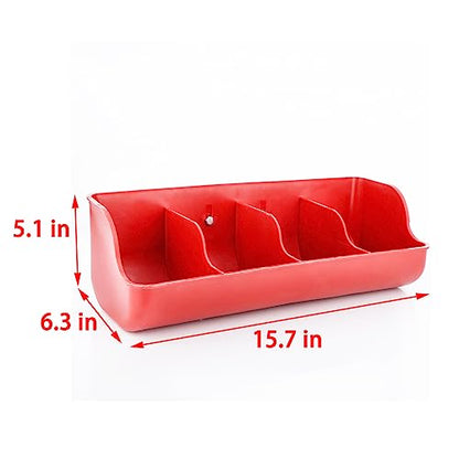 2 Pack Lambs Plastic Feeder, 4 Compartment Fence Feeder for Small Pig Lambs Chicken Livestock