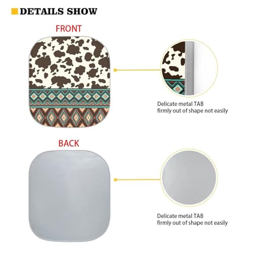 Aztec Cow Print Car Sun Shade for Windshield Foldable Sunshade Front Window Cover Sun Visor Heat and UV Rays That Keeps Vehicle Cool Universal Vehicle Accessories 28.5 x 25.5 inches - color: Aztec Cow Print