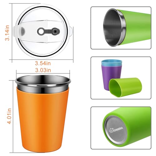 Kids Cups with Lids and Colorful Silicone Sleeve for Children and Adults - color: Blue/Red/Green/Orange/Purple