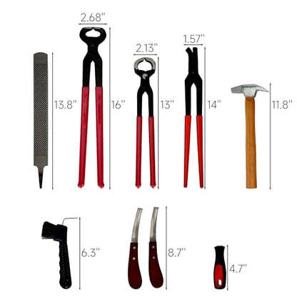 AIWFL 8pcs Farrier Tools Kit Hoof Nipper Horse Hoof Trimmers Farrier Tools Horseshoe Cutting Pliers, Hoof Rasp File, Goat Hoof Shear,Can Easily Trim The Hooves of Horses, Cows, Goat, Sheep, Donkeys