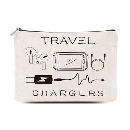 Chargers Travel Organiser Bag for Women Men Charging Cables Cosmetic Storage Bag Makeup Pouch for Friend Birthday Gifts for Sister Brother Toiletry Bags travel chargers Makeup Cosmetic Bags - style: Travel Charger