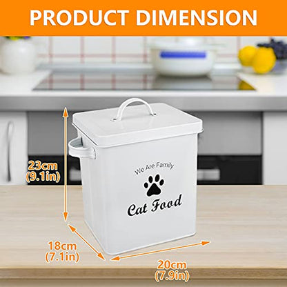 Geyecete Pet Treat and Food Storage Tin with Lid - 5lbs Capacity - Serving Scoop Included … -CAT - size: CAT FOOD
