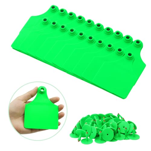 100Pcs Blank Cattle Ear Tags TPU Large Size Identification Tags - color: Green