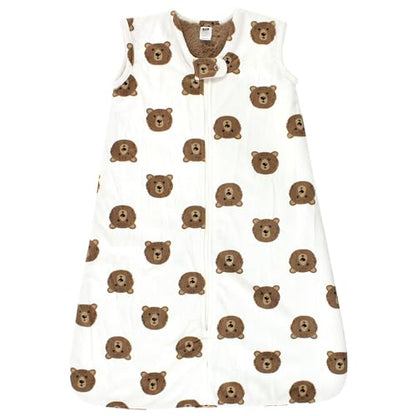 Hudson Baby Infant Girls Long Sleeve Plush Faux Fur Sleeping Bag, Wearable Blanket - color: Brown Bear, size: 6-12 Months