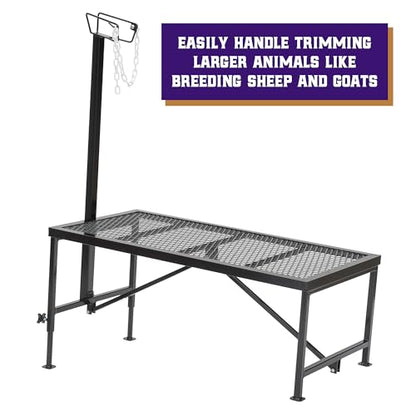 Weaver Livestock Steel Goat Trimming Stand with Wire Form Headpiece, Heavy Duty Adjustable Farm Stand, Foldable Gear for Cow, Goat, and More, Black