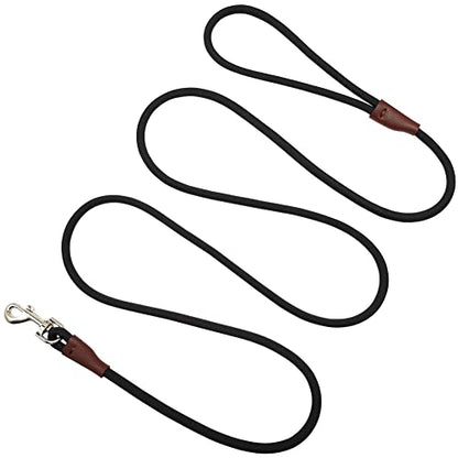 Small Dog Leash 1/4" by 6/8/10FT Lightweight Strong Rope Leash - color: black, size: 1/4" x 10'