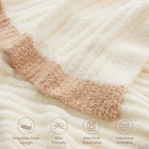 Snuggle Sac Queen Size Blanket for Bed, Soft Luxurious Bedding Blankets, Large Fuzzy Plush Microfiber Blankets, Cream, 90x90 inches - color: Cream, size: Queen(90"x 90")