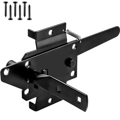 Gate Latch for Wood Fence, Heavy Duty Self Locking, Automatic Release, Black
