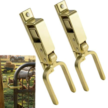 2PCS Instant Locking Gate Latch, Heavy-Duty One-Hand Gate Latch for Farm, Ranch & Backyard | Automatic Spring Lock, Rust-Resistant Steel, Easy Install on Wood, Metal & Pipe Gates