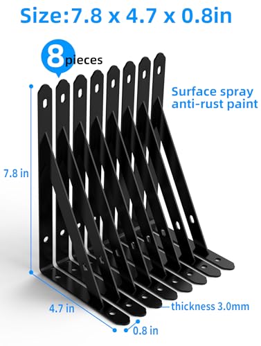 Fence Gate Frame Kit with 8 inch Hinges, Includes 8PCS Corner Brace BracketsGate Hardware kit for Wood Fence, Shed Doors, (2 Sets 8 inch Wooden Fence Gate) - size: 2 Sets 8 inch Wooden Fence Gate