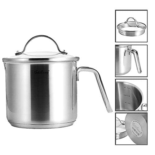 1.5 Quart Stainless Steel Saucepan With Pour Spout, Saucepan With Lid, Mini Milk Pan With Spout - Perfect For Boiling Milk, Sauce, Gravies, Pasta, Noodles - size: 1.5 Quarts