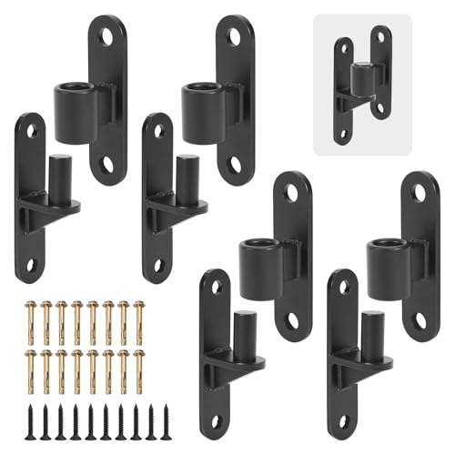 Gate Hinge 4 Set Wall Mount Gate Hinges 5/8'' Pin for Farm Gates Heavy Duty Carbon Steel Fence Gate Hinges with Screws, Black - color: Black-4 Set