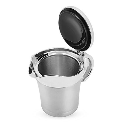 Double Insulated Gravy Boat - Stainless Steel Sauce Jug with Hinged Lid Hinged Lid Ideal for Gravy or Cream at Thanksgiving (750ML/26 OZ) - color: 750ML/26 OZ