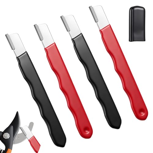 4 Pack Garden Tool Sharpener Tungsten Steel Pocket Blade Sharpener, Mini Portable Multi Tool Blade Sharpeners Scissor Sharpeners for Pruning Shears, Hedge Scissors, Clippers, Knives and More