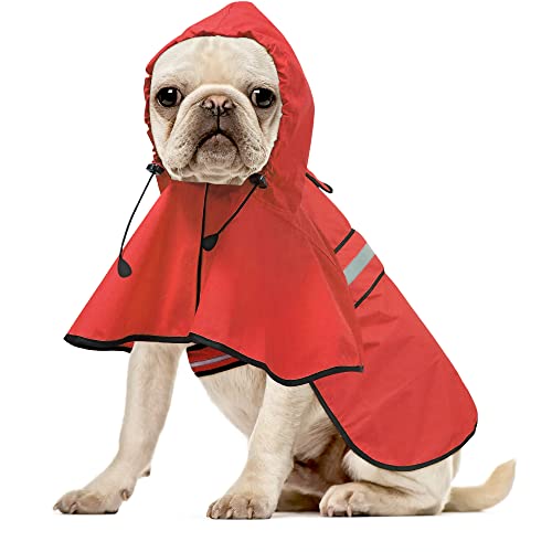 Waterproof Dog Raincoat - Reflective Adjustable Pet Rain Coats Jacket, Lightweight Dog Hooded Poncho Raincoats for Small Dogs (Red, Medium) - color: Red, size: Medium