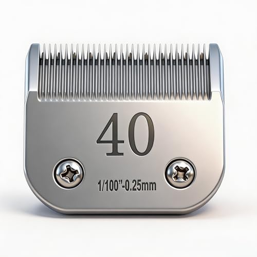 #40 1/100 inch (0.25mm) Pet Grooming Clipper Replacement Blades, Detachable Blade Compatible with andis/wahl/Oster Dog Clippers (S40), Very Short Roots After a Haircut - size: S40