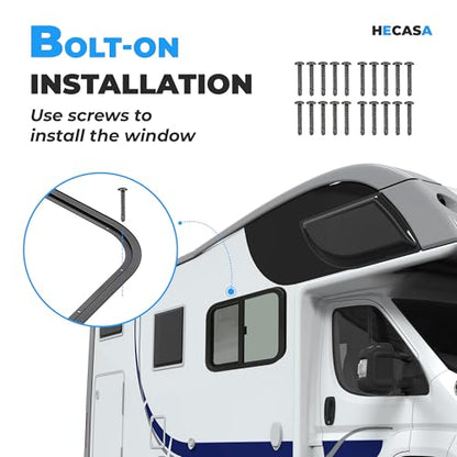 HECASA 24" W x 22" H RV Window Horizontal Sliding Window Camper Trailer | Window Replacement W/Trim Ring - size: 24" W x 22" H
