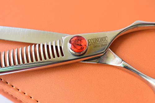 Professional 6.0-inch Shears Cutting &Thinning Scissors Kit Convex Edge Hairdressing Scissors Set 440C Steel Stainless Japanese Process with Free Fine Orange Leather Case - style: 6 Inch Cuting & Thinning