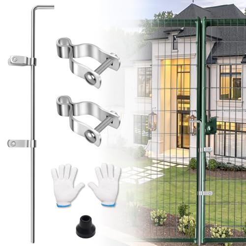 1-5/8" × 32" Chain Link Gate Drop Rod Kit with 2 Hinges - size: 1-5/8" × 32" (1 PACK)