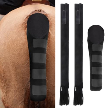 Horse Tail Wrap Protector & 2 Bags with Fringe, Adjustable Non-Slip Tail Guard for Trailers, Stalls, Shows, Black