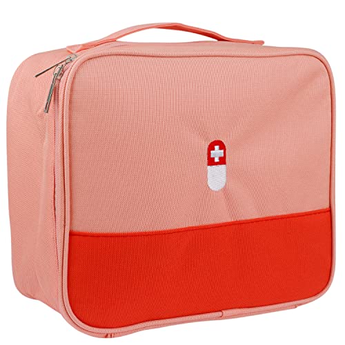 First Aid Bag, Empty Medical Supplies Organizer Bag Trauma Kit for Traveling Hiking Camping Backpacking Cycling, Pink
