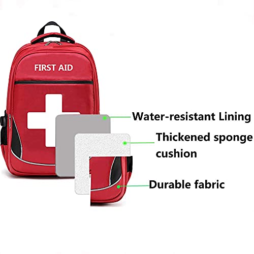 First Aid Bag Empty Red Emergency First Responder Trauma Multi-Pocket Traveling Field Trips Camping Essentials (Red, 1 Piece) - color: Red, 1 Piece