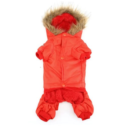 ZUNEA Dog Snowsuit Waterproof for Small Dogs Winter Puppy Coat, Red, L - color: Red, size: L
