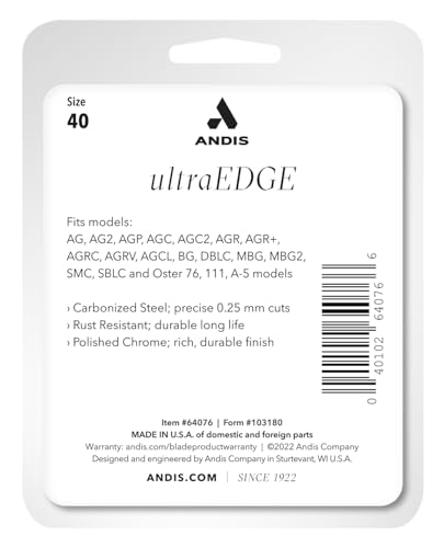 Andis 64076 UltraEdge Detachable Blade, Size 40, 1/100in Ultra-Close Cut - style: 40 Blade (Pack of 1)
