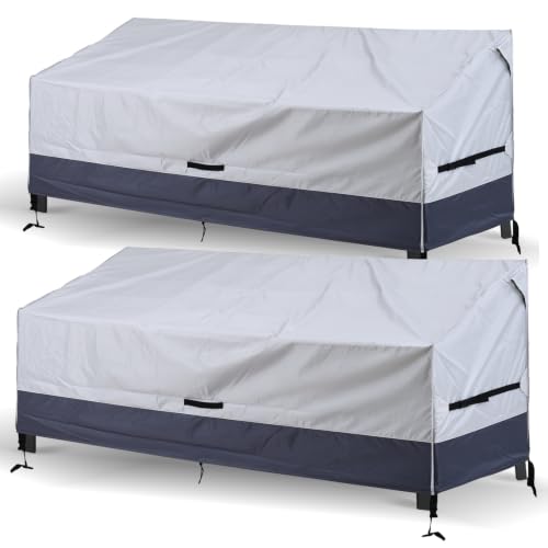 Patio Loveseat Cover Waterproof 420D Bench Cover, 86"x30"x33", 2pc - color: Grey-2pc, size: 86L x 30W x 33H inch