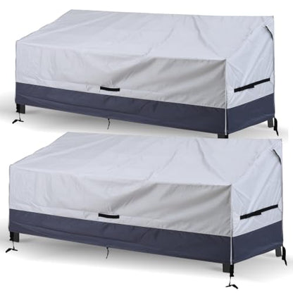 Patio Loveseat Cover Waterproof 420D Bench Cover, 86"x30"x33", 2pc - color: Grey-2pc, size: 86L x 30W x 33H inch