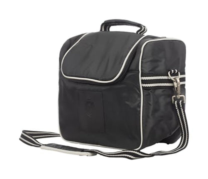Equinavia Darby Zip Top Equestrian Horse Grooming Bag with Shoulder Strap | 6.5" x 11" x 13" - color: Black/Silver