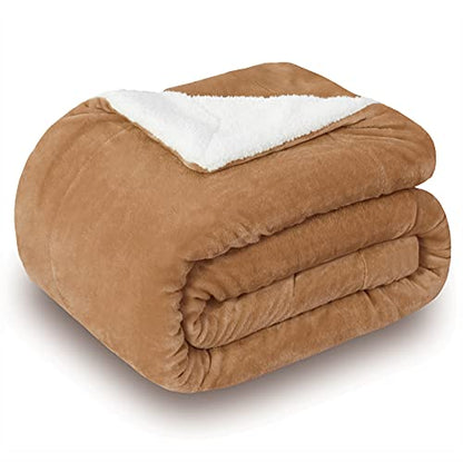 SOCHOW Sherpa Fleece Fall Throw Blanket, Camel, 60x80 inches - color: Camel, size: 60"×80"