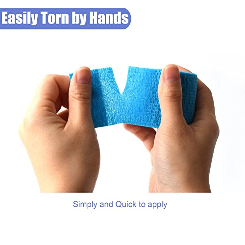 2 Inches Self Adhesive Bandage Wrap, 9 Pack, Light Blue - color: Light Blue, size: 2 Inch