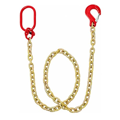 G80 Lifting Chain Sling - 6600Lb Capacity, 6FT Length, 3/8" Chain Diameter, Automatic Welded, Heat Treated, High Strength Alloy Steel with Painted Hook & Safety Factor 6:1 - size: 3/8 in x 6 ft