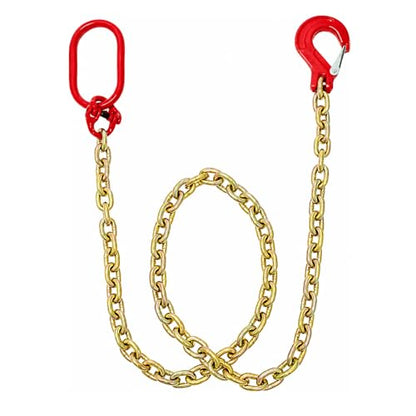 G80 Lifting Chain Sling - 6600Lb Capacity, 6FT Length, 3/8" Chain Diameter, Automatic Welded, Heat Treated, High Strength Alloy Steel with Painted Hook & Safety Factor 6:1 - size: 3/8 in x 6 ft