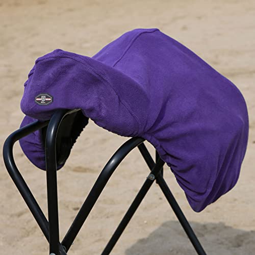 Harrison Howard Fleece Saddle Cover for Dressage Saddles, Thick Dust Protection, Machine Washable, Elastic Fit - Rose Violet - color: Purple, size: Dressage-One Size