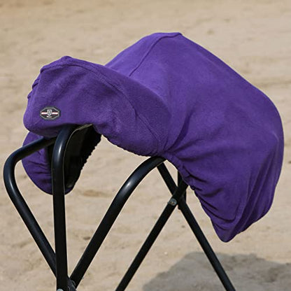 Harrison Howard Fleece Saddle Cover for Dressage Saddles, Thick Dust Protection, Machine Washable, Elastic Fit - Rose Violet - color: Purple, size: Dressage-One Size