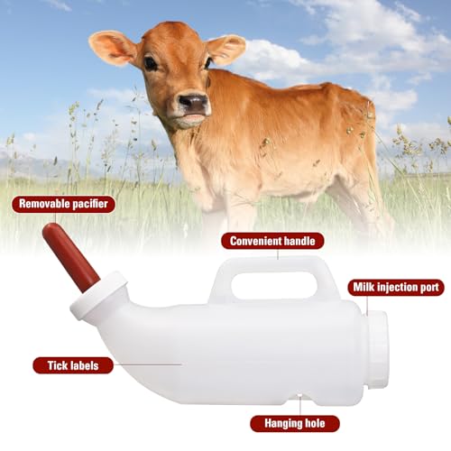Calf Bottle 2.6 Quart, Vented Milk Feeding Bottle with Rubber Nipple