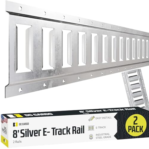 DC Cargo Mall E Track Tie Down Rail Kit 8' (2 Pack) for Garages, Vans, Trailers, Motorcycle Tie Downs, ATV Mountings - Galvanized Steel - Secure Cargo & Heavy Loads Up to 2,000 lbs - size: 2-pack