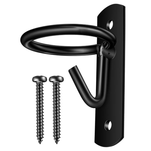 Tudomro Equestrian 1 Bucket Hook Hangers, Metal Hooks for Horse Water and Feed Buckets with 2 Screws for Stable, Barn, Farmhouse Supplies (Black) - color: Black